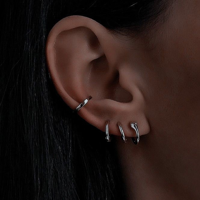 گوشواره حلقه ای استیل ضد حساسیت رنگ نقره ای
