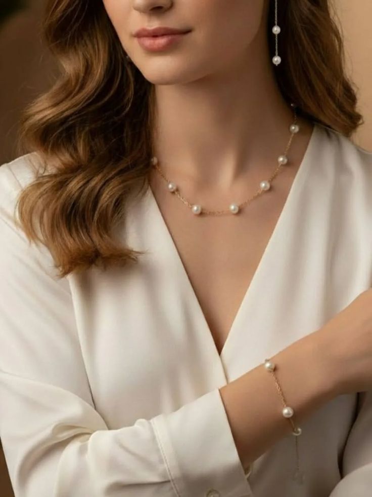 ست زنانه مرواریدی رنگ طلایی