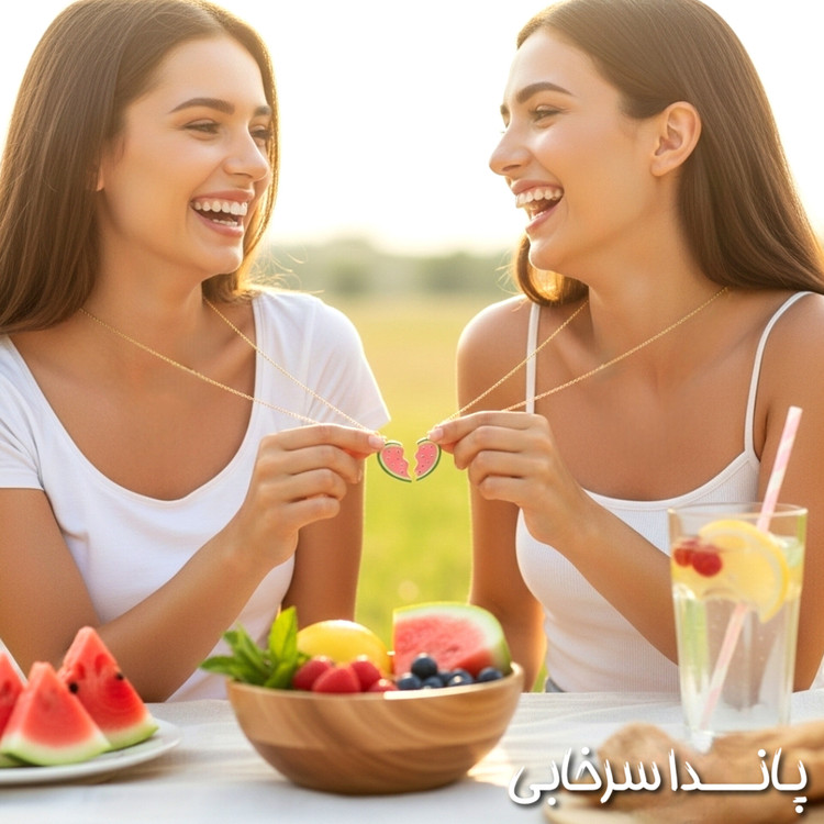 گردنبند یلدایی دوستی دو عددی مگنت دار طرح هندوانه