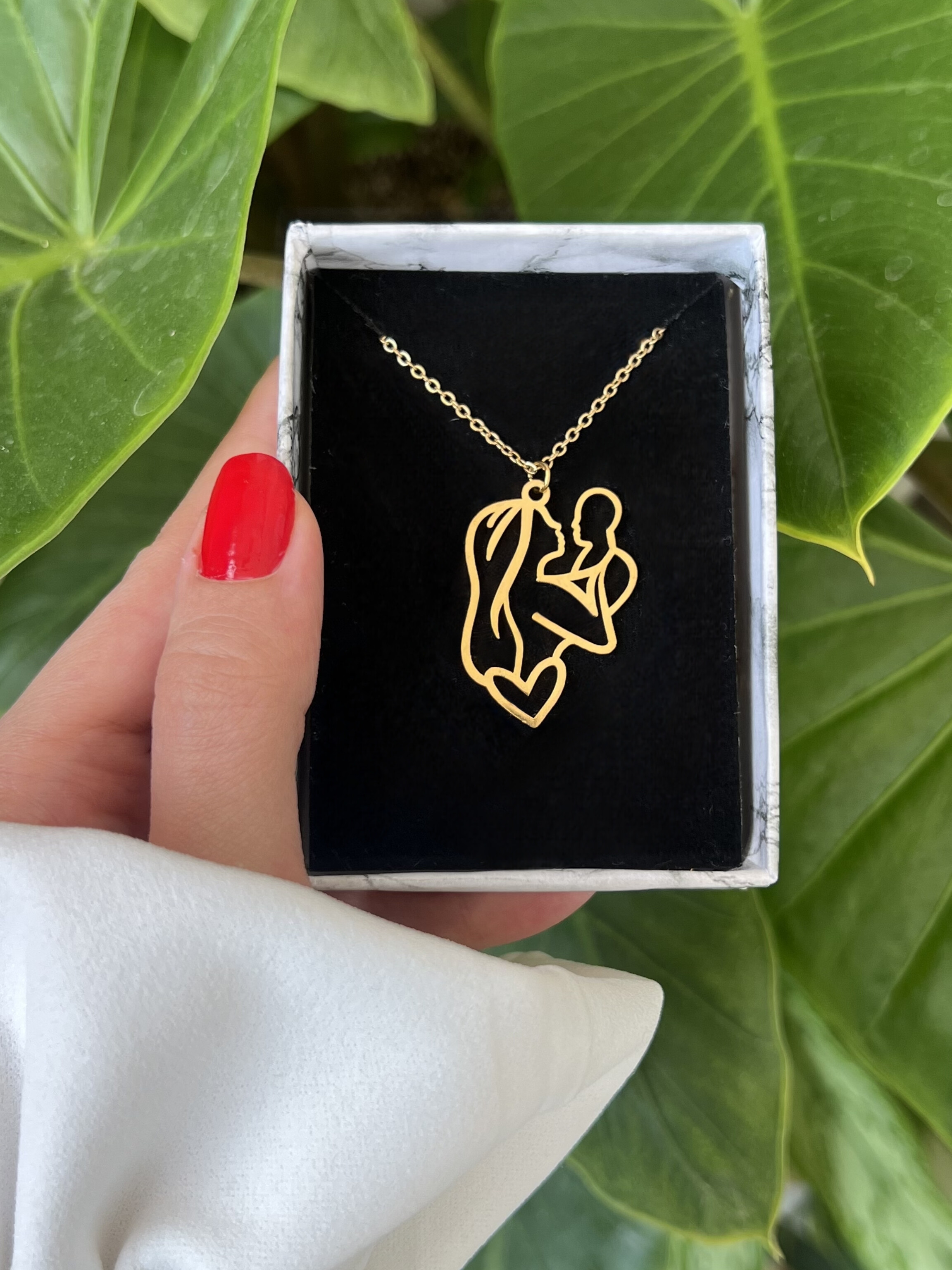 گردنبند مادر و کودک – استیل رنگ ثابت | هدیه خاص روز مادر