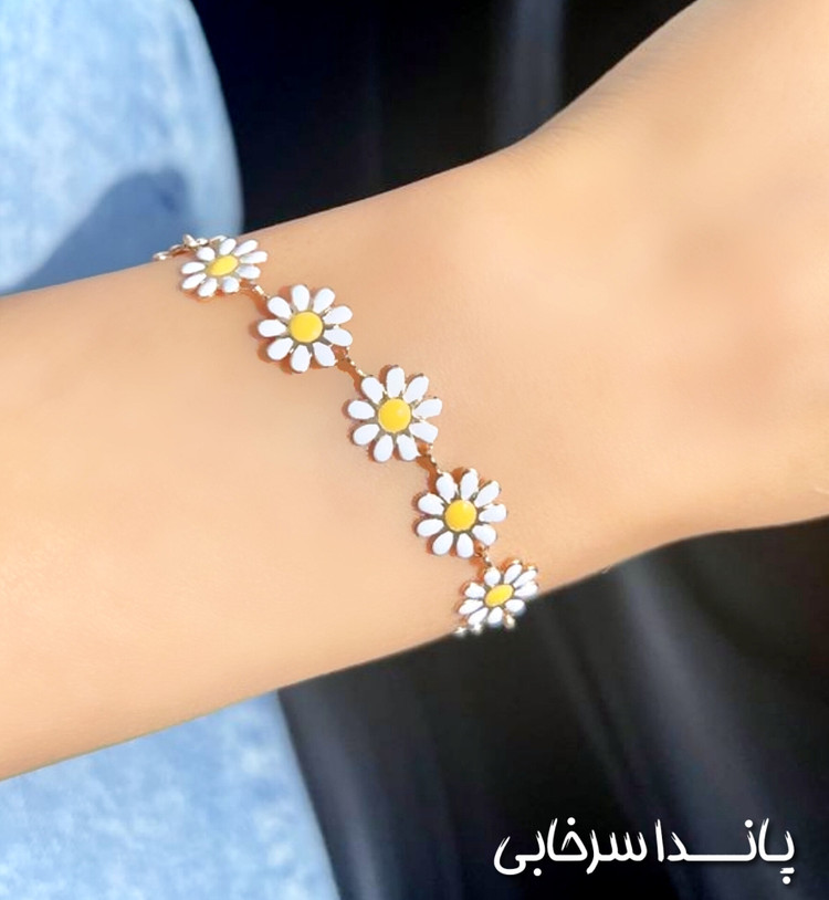 گردنبند و دستبند و پابند بابونه درشت طلایی