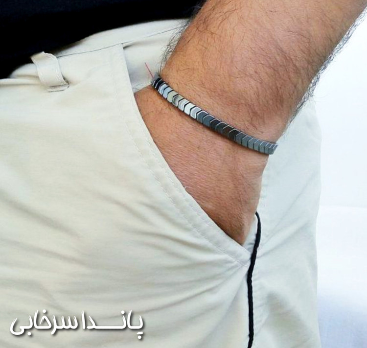 دستبند مردانه سنگ حدید مناسب هدیه