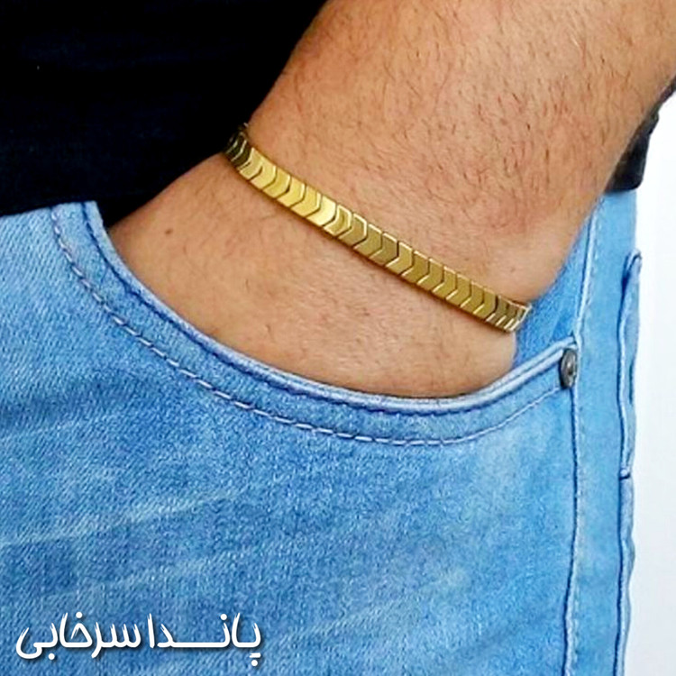 دستبند مردانه سنگ حدید مناسب هدیه