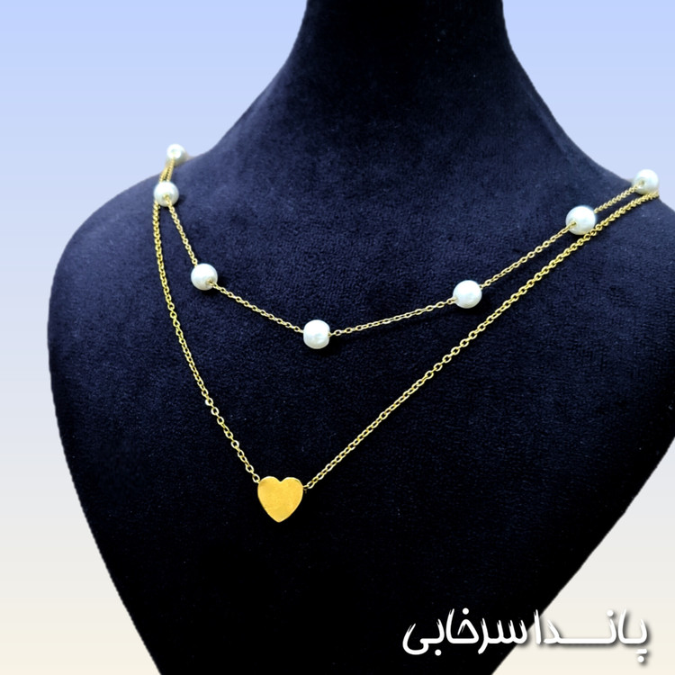 گردنبند دو لاین قلب ۳ بعدی استیل