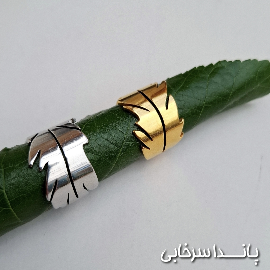 انگشتر طرح برگ استیل رنگ ثابت