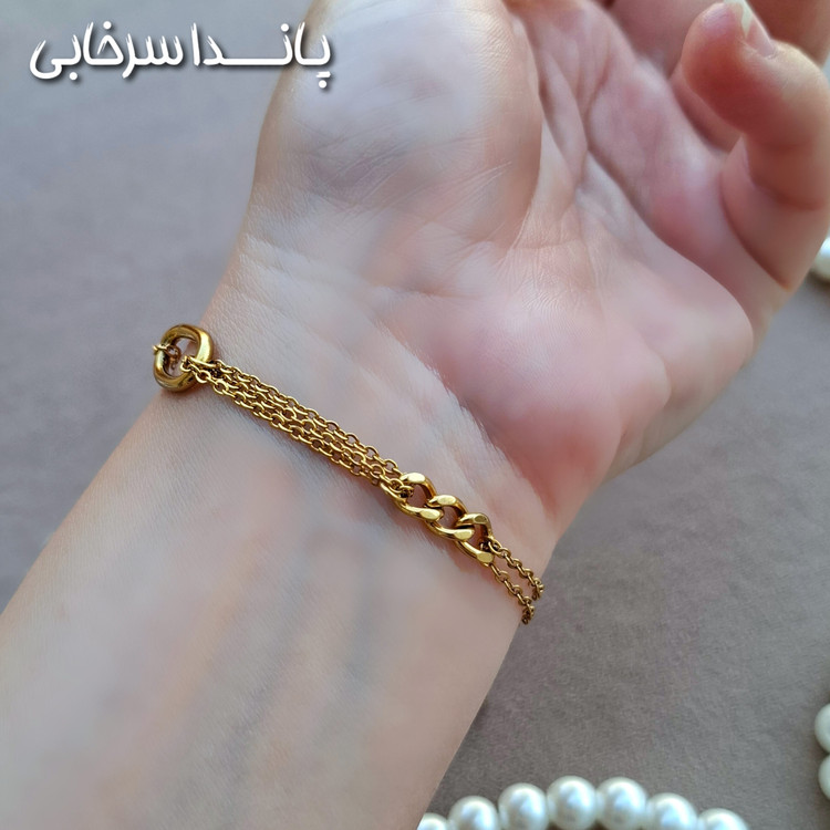 دستبند زنانه مهدیسا طرح مشابه طلا رنگ ثابت