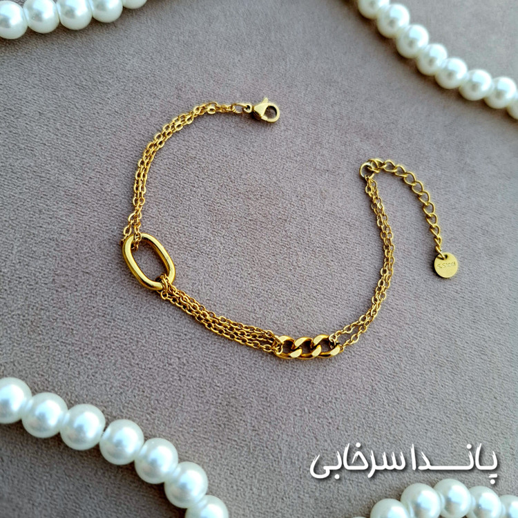 دستبند زنانه مهدیسا طرح مشابه طلا رنگ ثابت