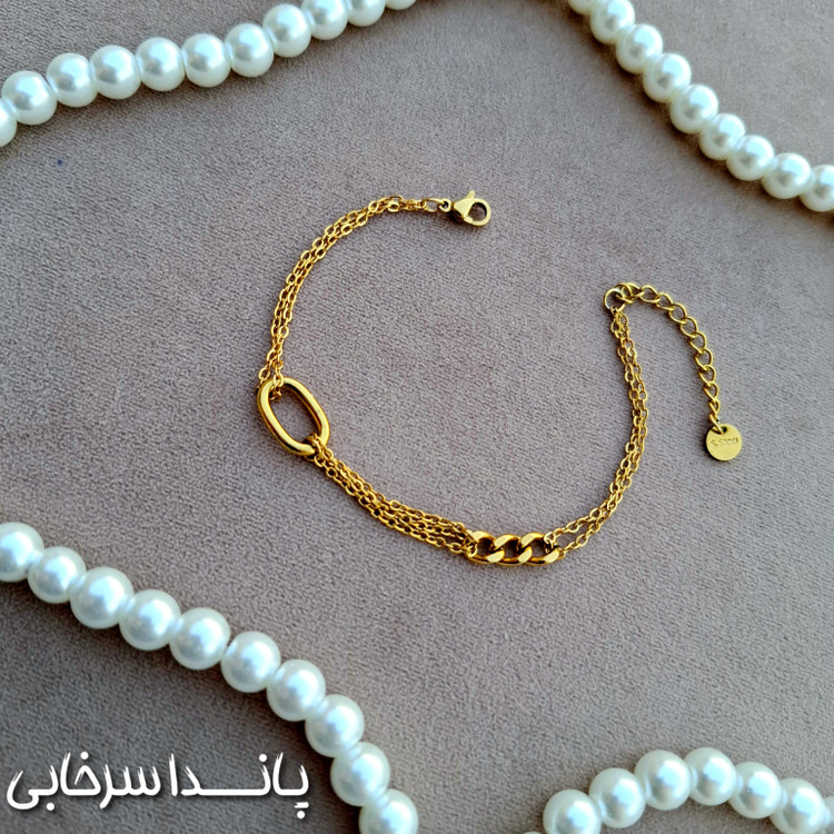 دستبند زنانه مهدیسا طرح مشابه طلا رنگ ثابت