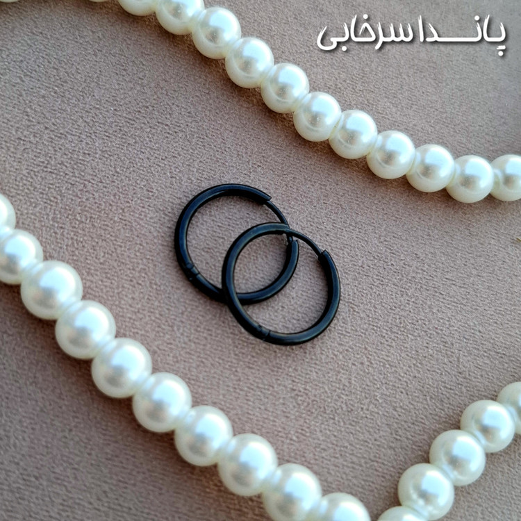گوشواره حلقه ای مشکی استیل رنگ ثابت قطر ۲۰ میل
