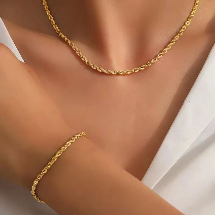 ست طنابی استیل رنگ ثابت طلایی و نقره ای