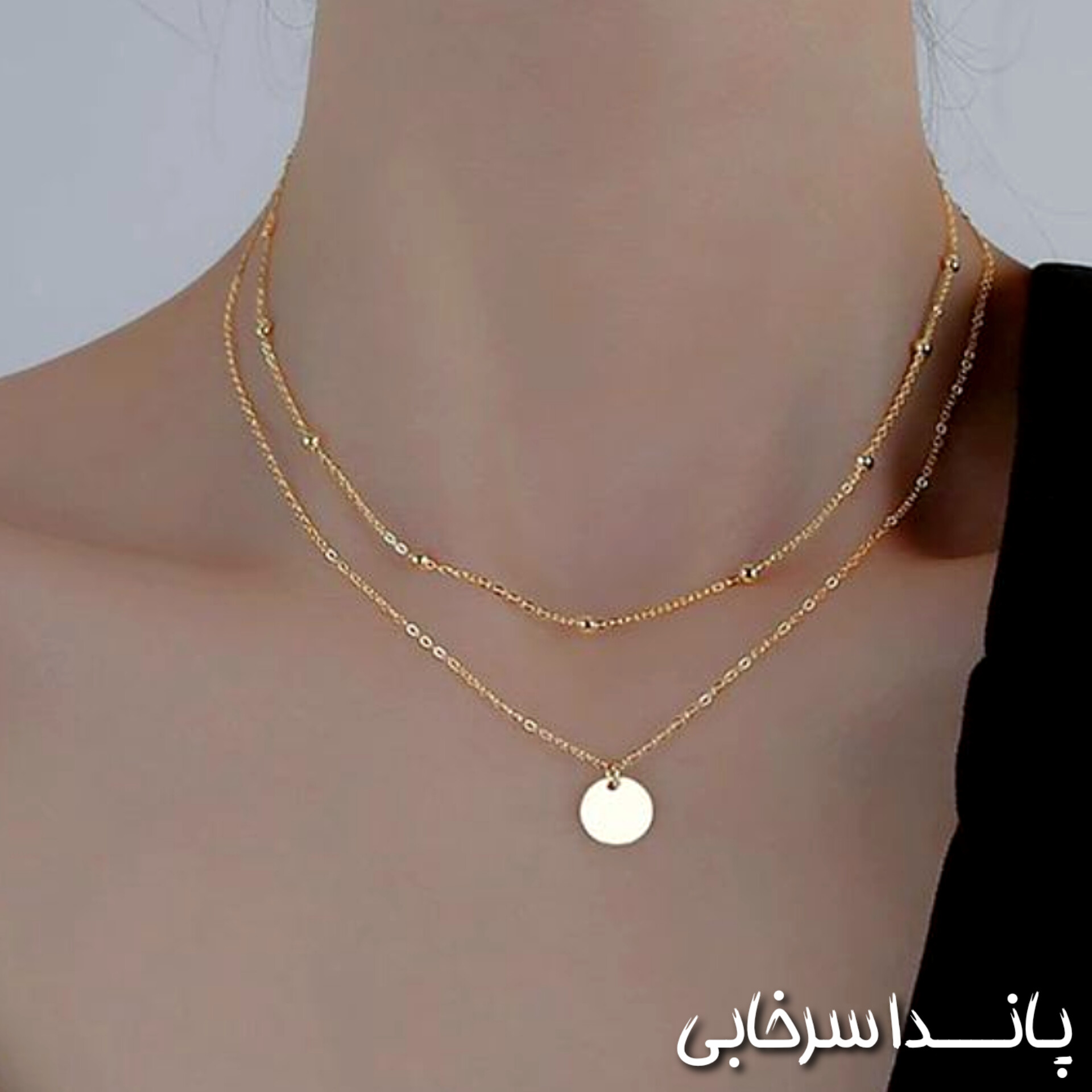 گردنبند دو لاین استیل رنگ ثابت