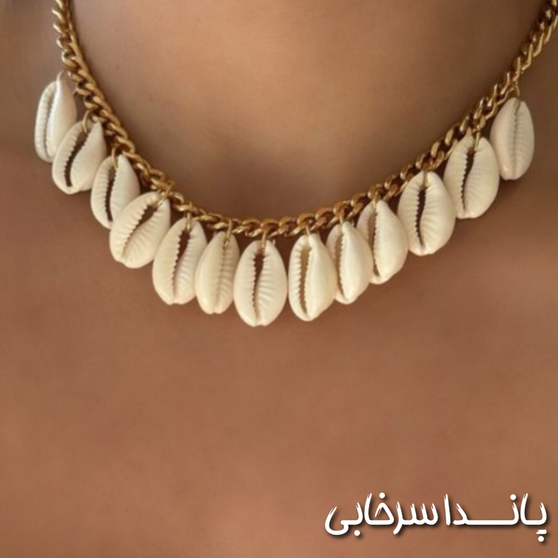 گردنبند کارتیر با صدف استیل رنگ ثابت