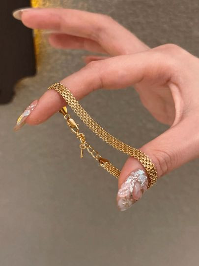 دستبند زنانه لوکس حصیری استیل رنگ ثابت